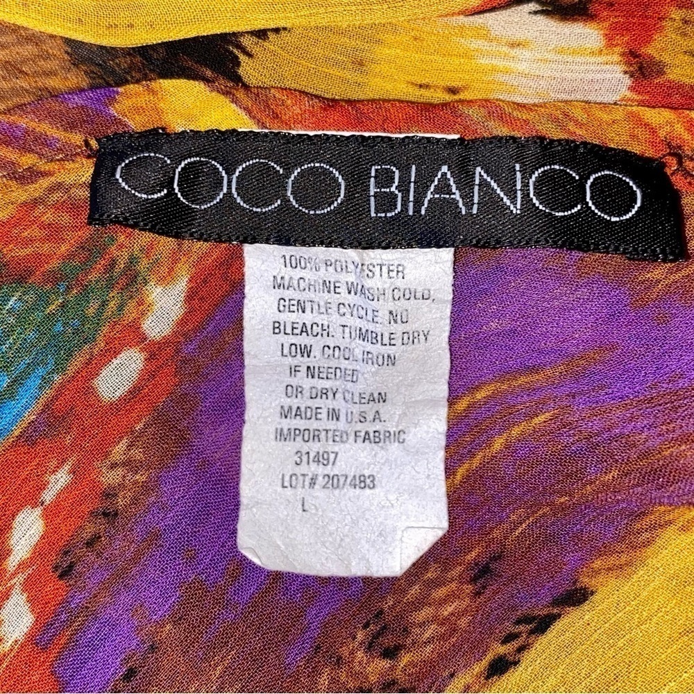 COCO BIANCO Top Cut Out Cold Shoulder Elastic Waist Golds Browns Blues Women L - Picture 7 of 7